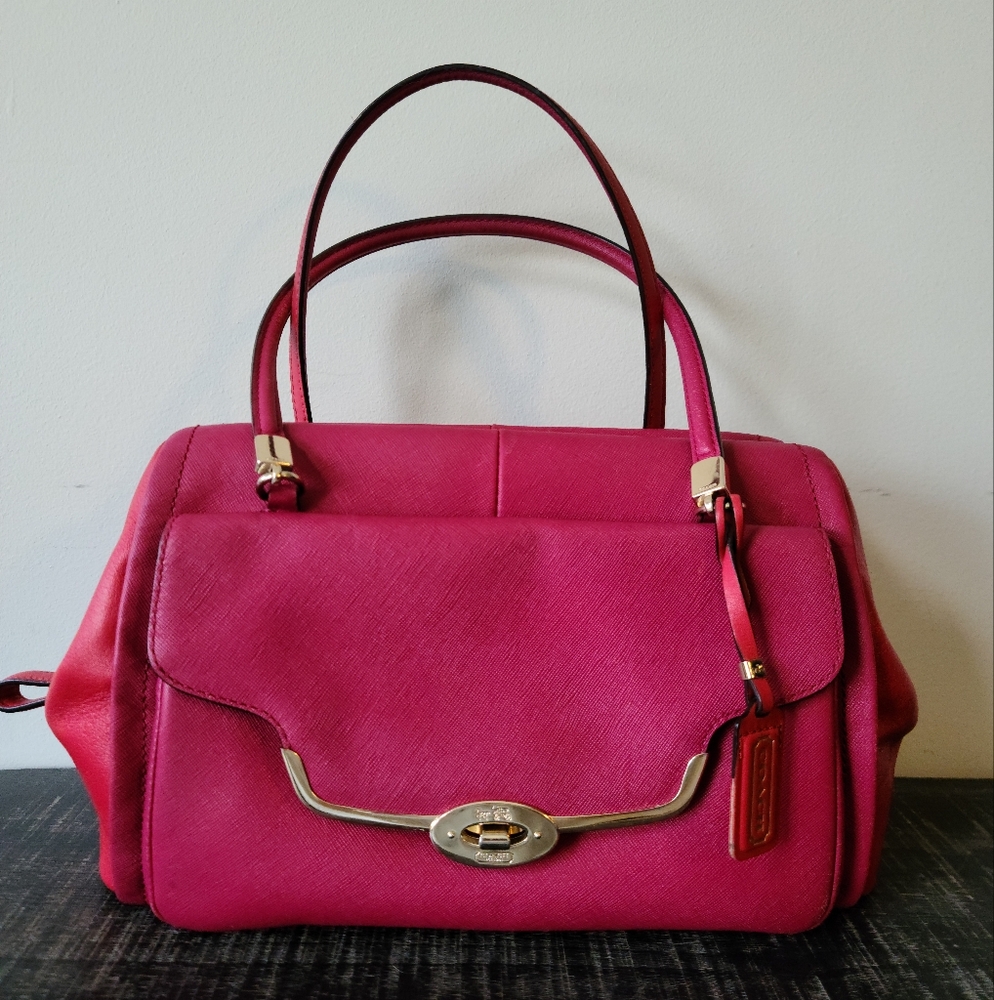 Coach Leather Madison Madeline Pink & Red Leather Bag